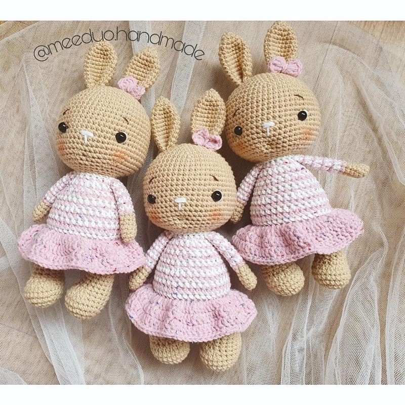 Thỏ Pumpkin handmade bằng len cho bé- quà tặng ý nghĩa- gấu bông len