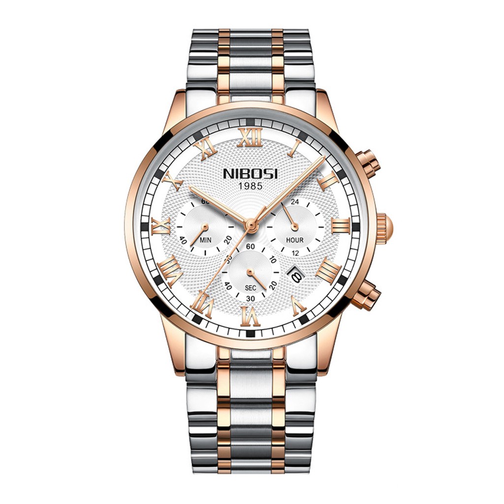 Đồng hồ nam NIBOSI 2339S dây thép 316L mặt vân sọc hiện đại size 43mm chống nước | BigBuy360 - bigbuy360.vn