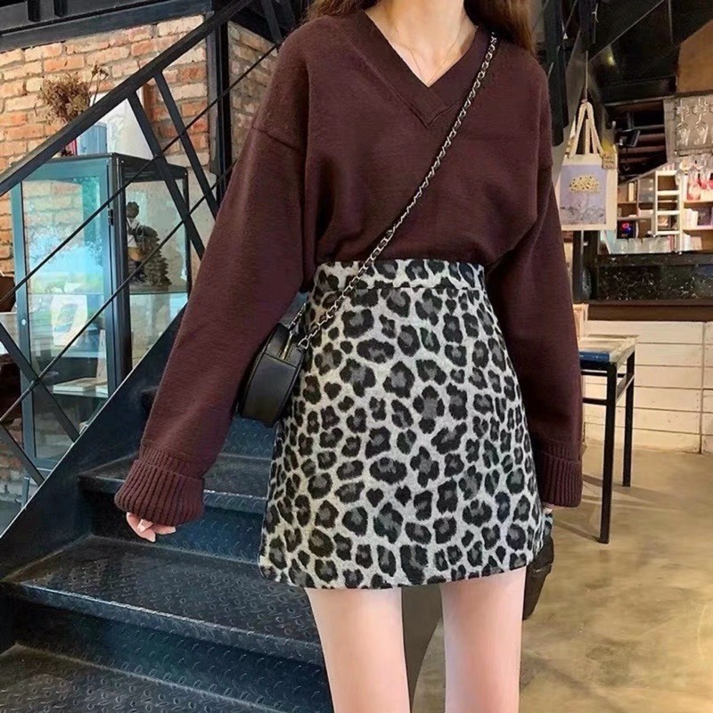 Chân váy da báo cạp cao hot hit