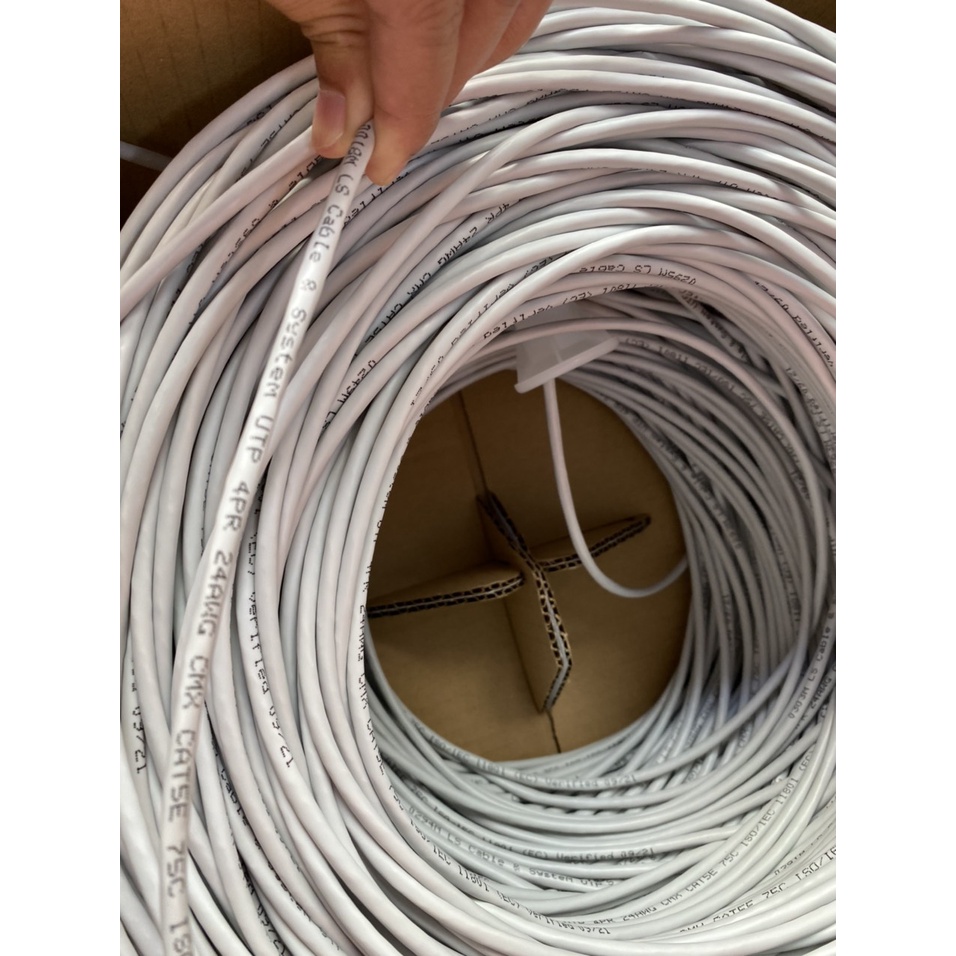 Dây cáp mạng LS Vina Cat5e 4 đôi, 8 lõi đồng Chính hãng màu xám