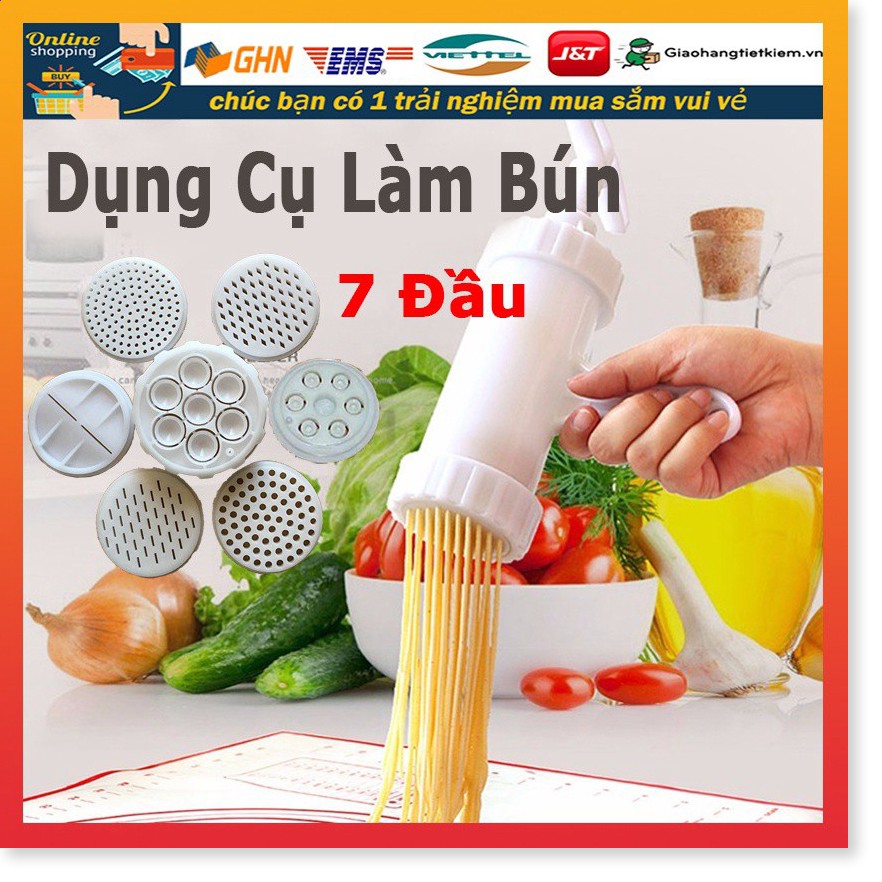 7 Đầu Dụng Cụ Làm Bún mì tươi mỳ ống nhồi xúc xích bằng nhựa