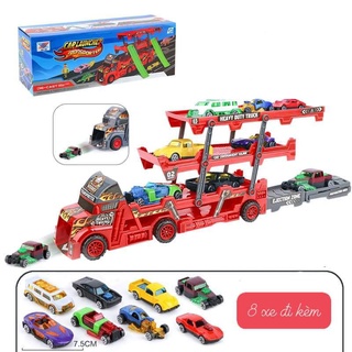 Đồ chơi xe container 3 tầng chở xe con