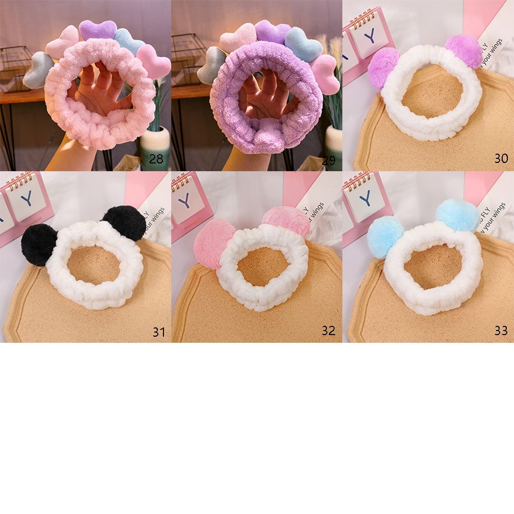 NIUYOU Korean Elasticity Plush Headband Lovely Non-Slip Flannel Hair Band For Washing Face