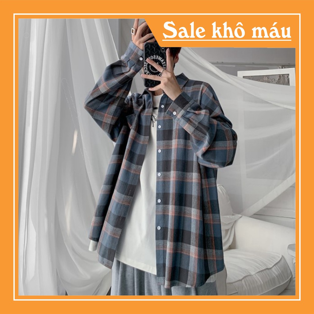 Áo sơ mi caro flanel tay dài dáng rộng unisex phong cách ulzzang siêu hot | BigBuy360 - bigbuy360.vn