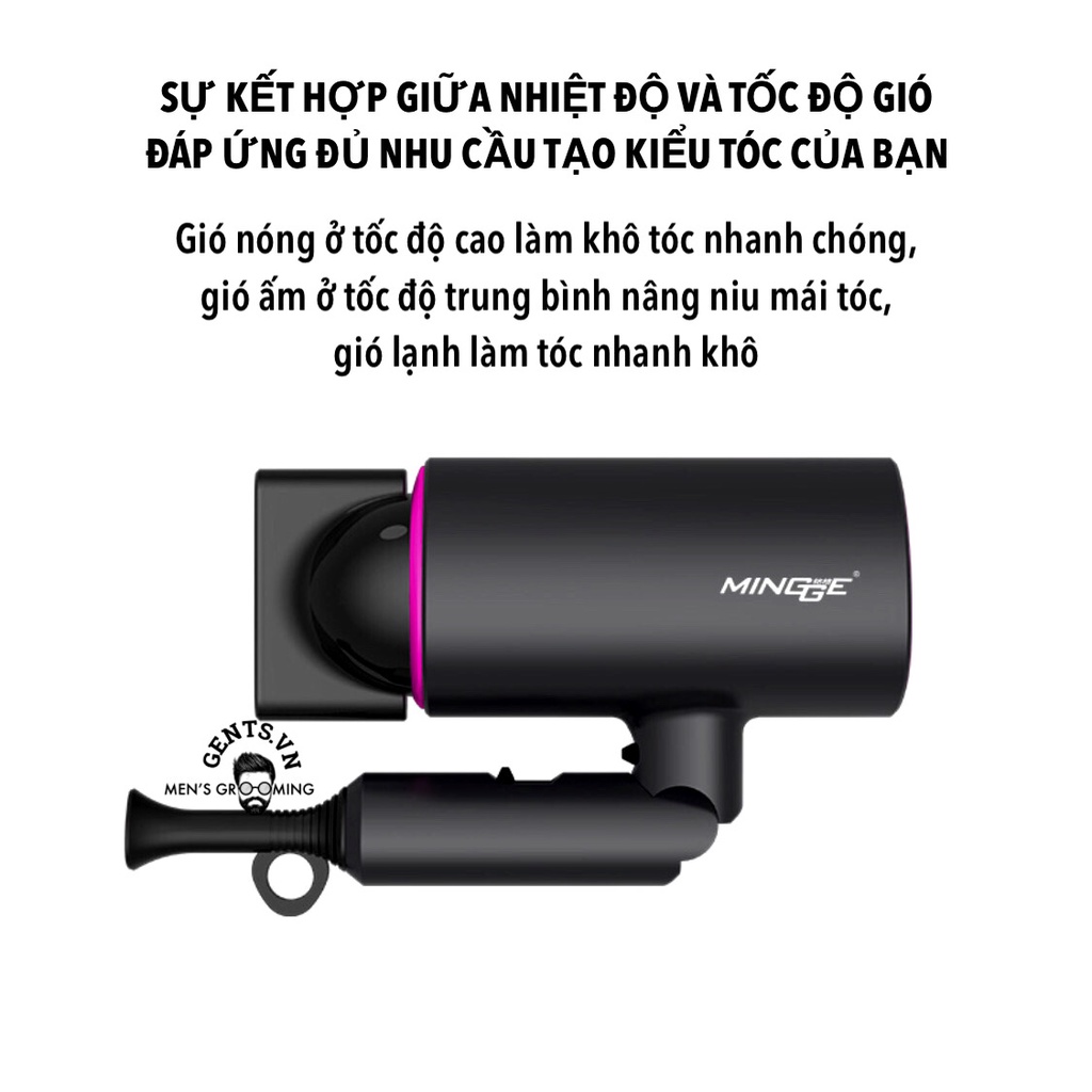 Máy sấy tóc Mingge (Kèm loa sấy) tạo kiểu 2 chiều nóng lạnh công suất lớn 1800W - chuẩn salon