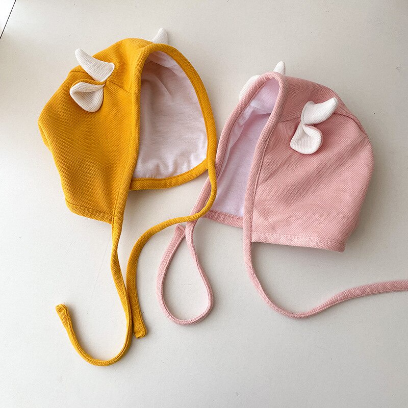 Mũ Beanie Màu Trơn Họa Tiết Hoạt Hình Dễ Thương Bảo Vệ Tai Cho Bé Sơ Sinh