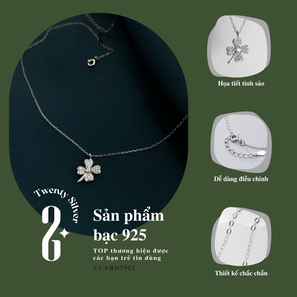 Dây Chuyền  Nữ Bạc S925  Lucky Charm VCARD7952. Vòng Cổ Nữ Bạc 20Silver