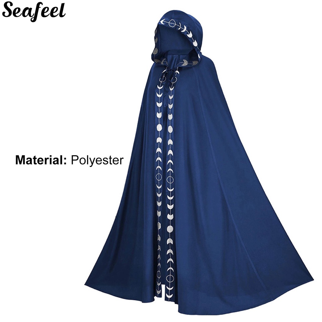 sf_ Medieval Halloween Cape Hooded Thick Unisex Robe Cloak Comfortable Cosplay Costume