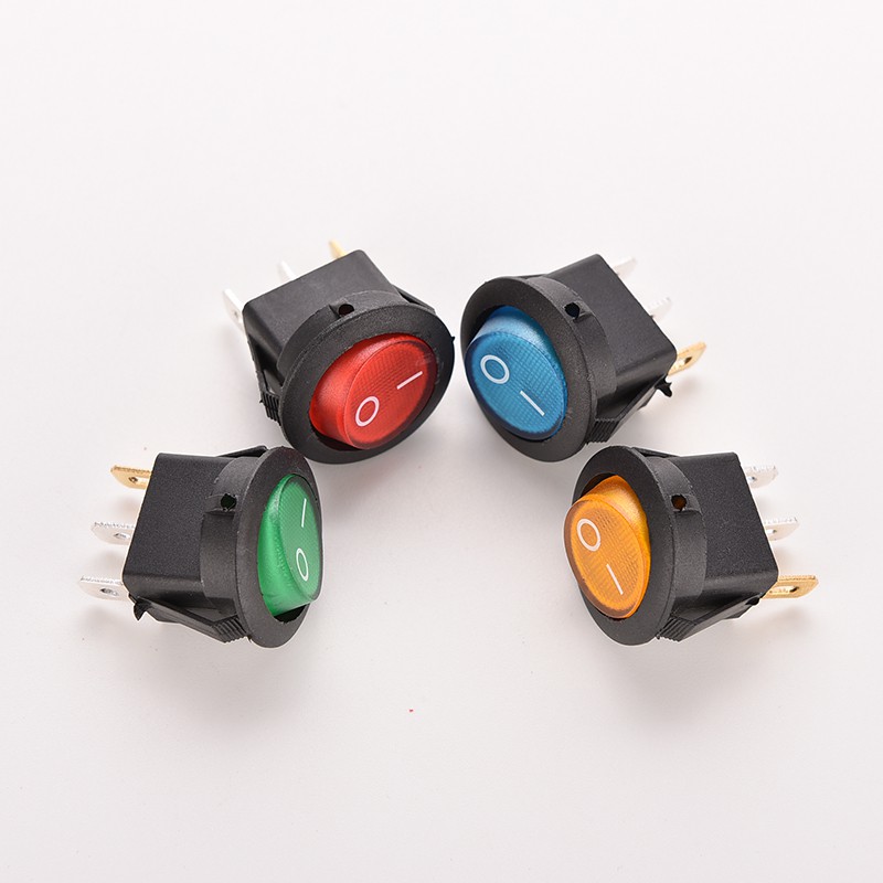 1 Công Tắc ON / OFF Hình Tròn Có Đèn LED Cho Xe Hơi / Tàu Thuyền 12V 16A