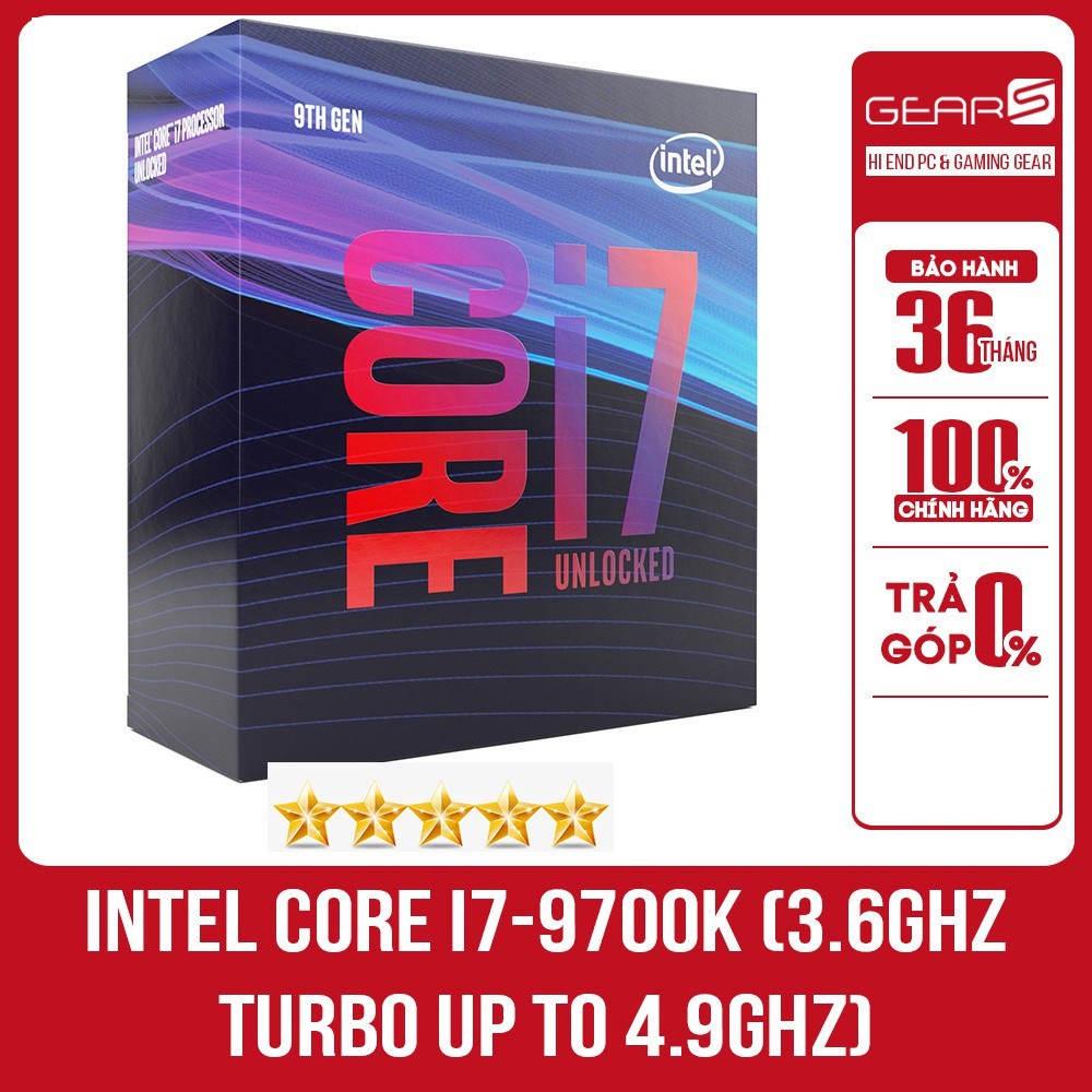 Bộ vi xử lý Intel Core i7-9700K (3.6GHz turbo up to 4.9GHz, 8 nhân 8 luồng, 12MB Cache, 95W)