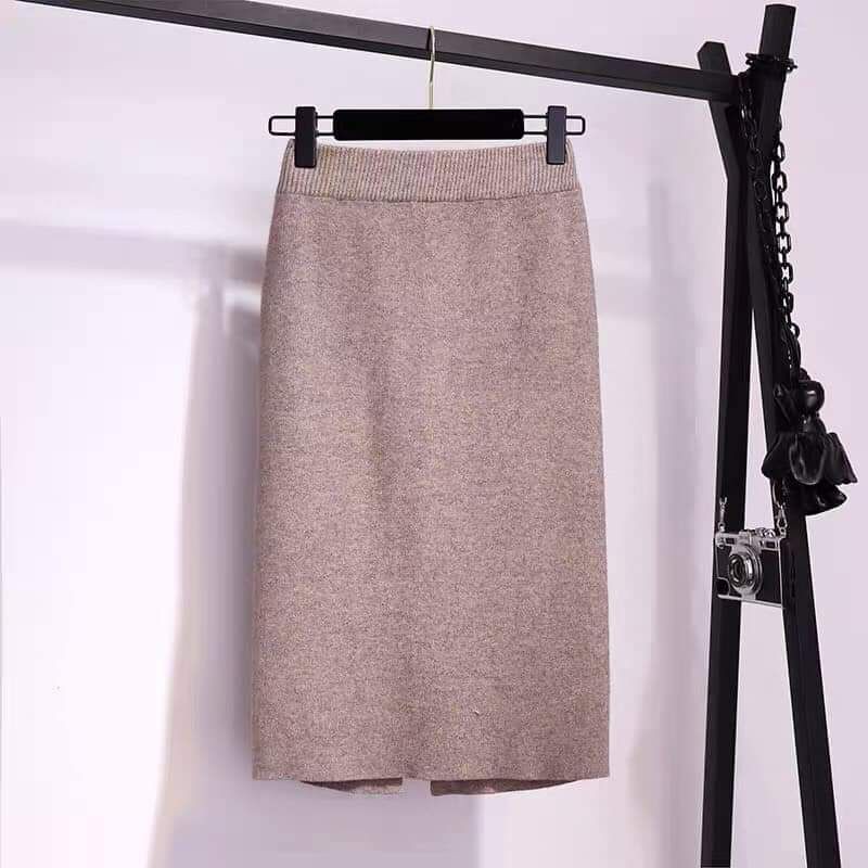 Chân váy len thỏ trơn hàng QCL1