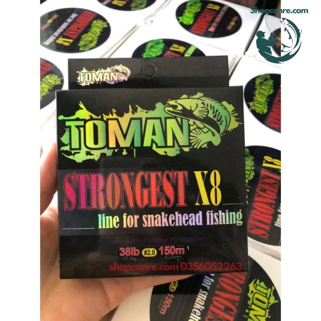 Dây dù PE Toman strongest X8 150m Thái Lan chuyên câu lure