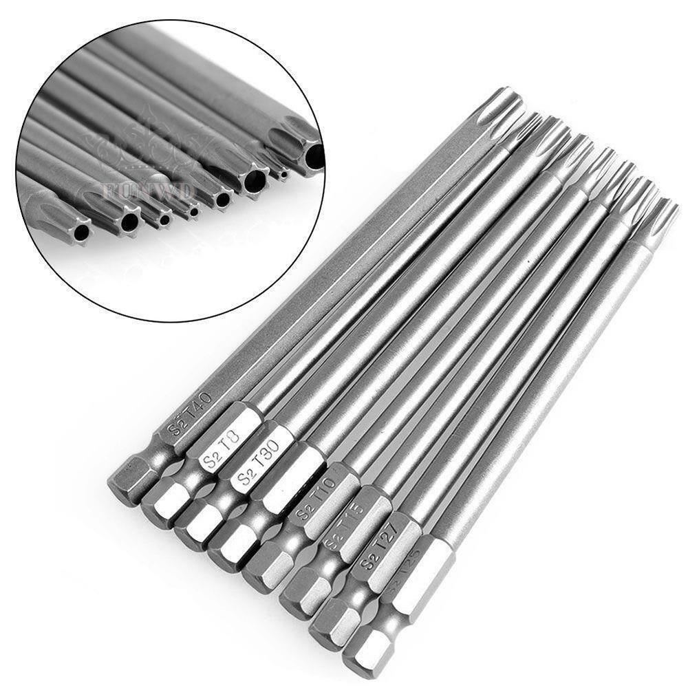 Torx Screwdriver Bit 1/4 inch Magnetic Head Drill Security Extra Long Silver Drivers Repair Workshop Equipment