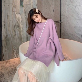 Áo len tím +Sweater gấu trắng
