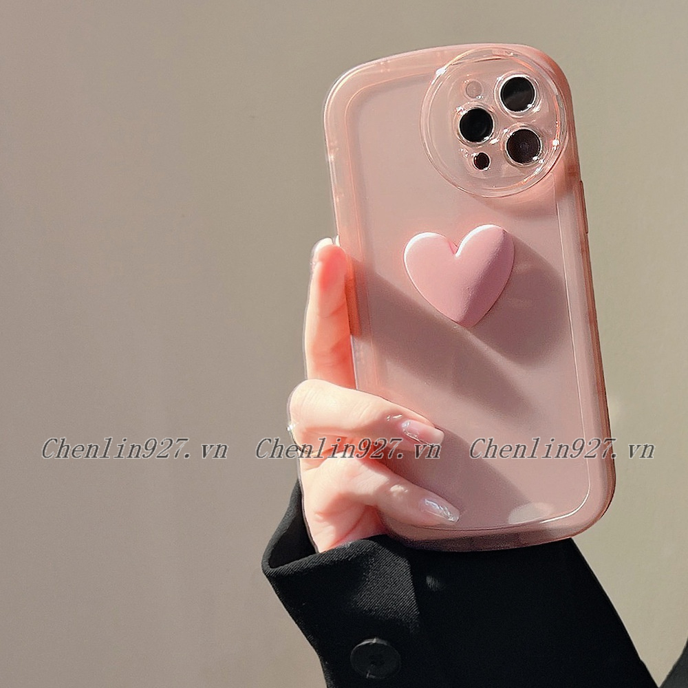 Ốp Điện Thoại Mềm Trong Suốt Chống Sốc Họa Tiết Trái Tim 3D Cho IPhone 14 13 12 11 Pro Max X XS Max XR 6 6S 7 8 Plus SE3