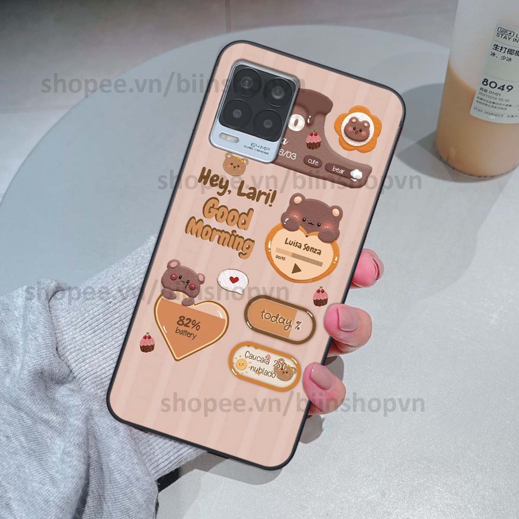 Ốp Realme 8 in 3D icon gấu nổi siêu xinh, siêu đáng yêu, cá tính phong cách
