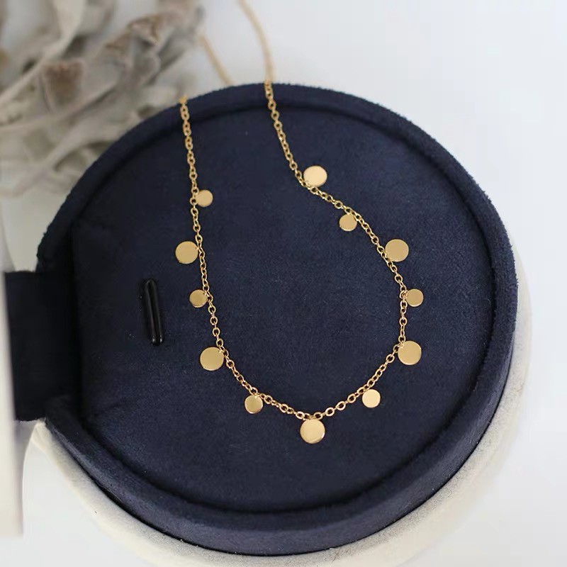 Vòng cổ choker bằng thép titan bóng hình tròn / giọt nước / hình vuông phong cách thời trang retro