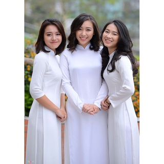 Quần áo dài vải phi - Trắng