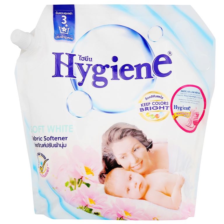 Nước xả cho bé Hygiene Soft White túi 1.8 lít Thái Lan - Công thức &quot;keep colors bright&quot;