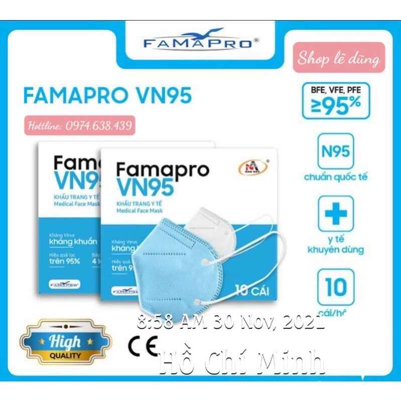 [ CAM KẾT]  Khẩu trang VN95 thương hiệu FAMAPRO, chính hãng công ty NAM ANH