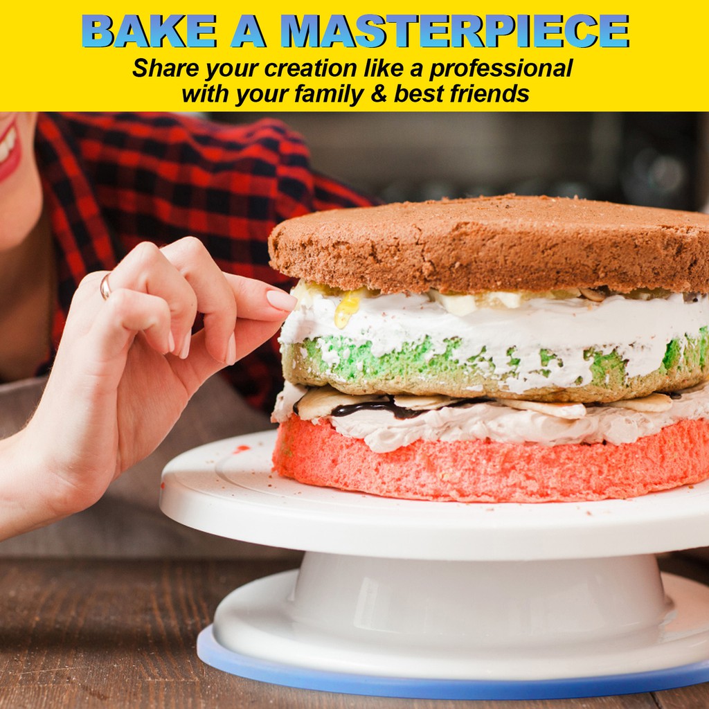 Bàn Nhựa Xoay ANAEAT Chống Trượt Dùng Trang Trí Bánh Kem Tròn DIY