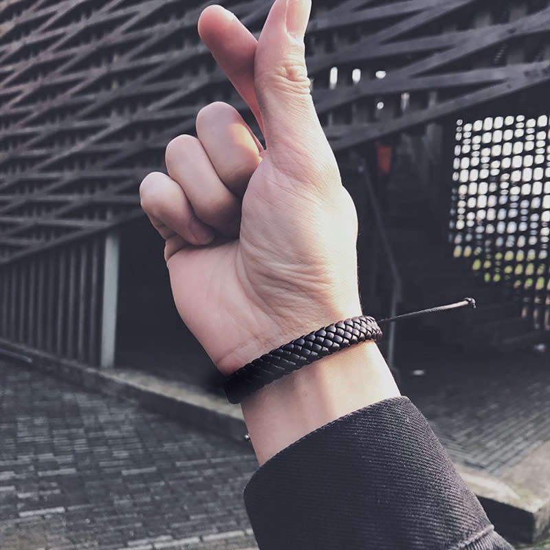 Vòng tay da dệt RINHOO nhiều màu tùy chọn thời trang cho nam và nữ