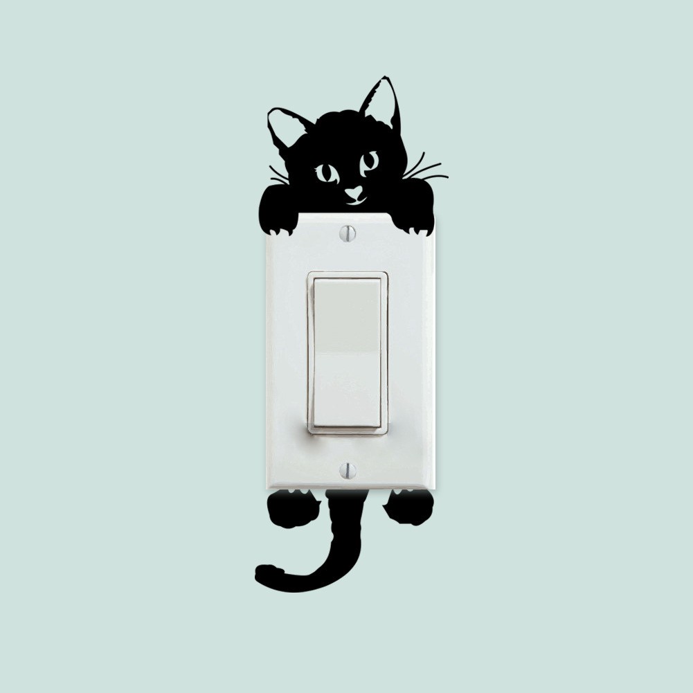 Cat Wall Switch Stickers Room Art Decor Decals for Kids