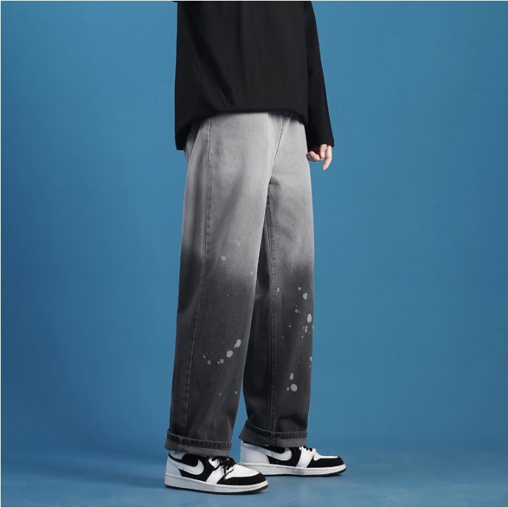 Quần jean ống rộng nam nữ wash màu xanh và xám đẹp mới hà nội hcm 7029 Pon.mens