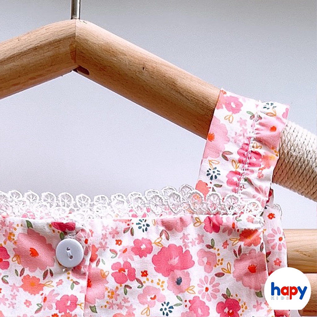 Đồ bộ bé gái 2 dây HAPYKIDS, cho bé từ 0 đến 6 tuổi chất vải thô thoáng mát B916b