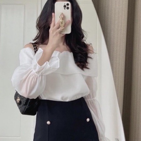 Chân váy nữ dáng chữ A đính 2 hàng cúc chất liệu tuyết mưa dày dặn cao cấp