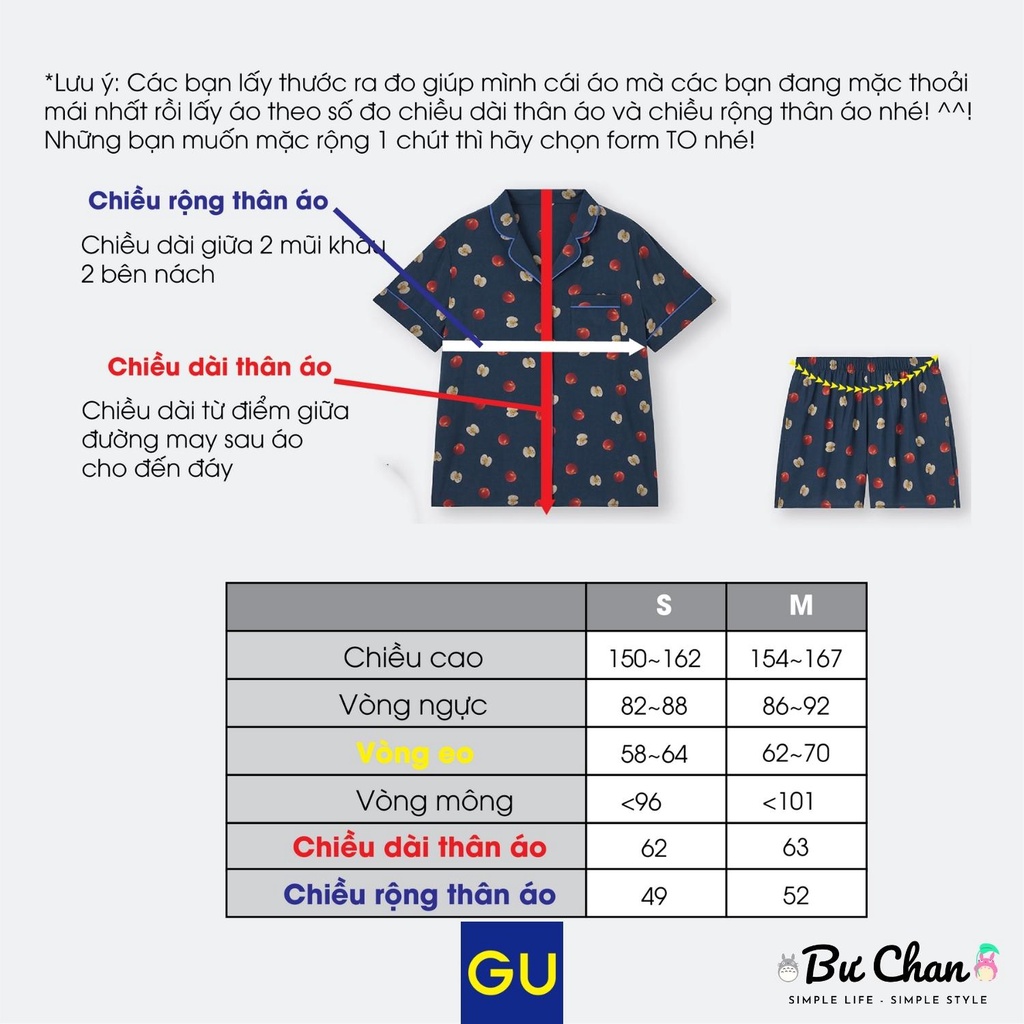 Set đồ ngủ GU Nữ TONDABAYASHI RAN Pyjamas ❤️ (GU Nhật Chính Hãng)