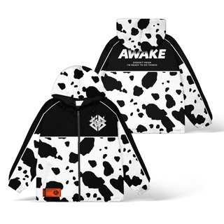 Áo Khoác Jacket Dù Unisex Form Rộng Local Brand iGB White Cow Bò Sữa Trắng Có Nón