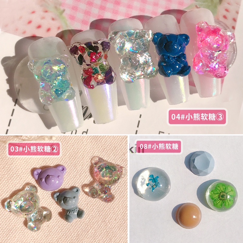 Khuôn nail silicon, khuôn trang trí móng - khuôn gấu, khuôn hoa