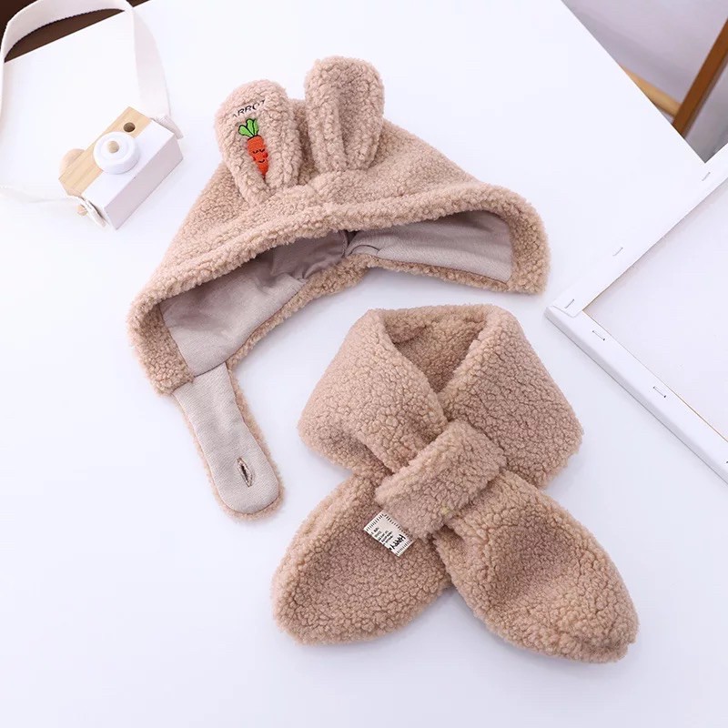 Set mũ và khăn quàng cổ dành cho bé trai, bé gái ấm áp mùa đông hình cà rốt mã T05