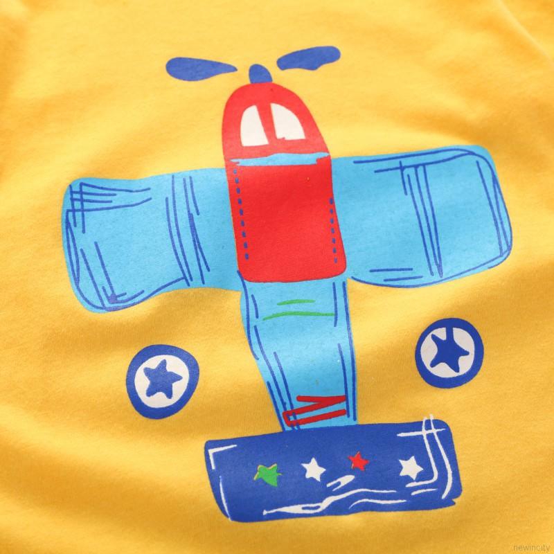 Set áo thun cổ tròn tay ngắn họa tiết hoạt hình kèm quần thời trang cho bé