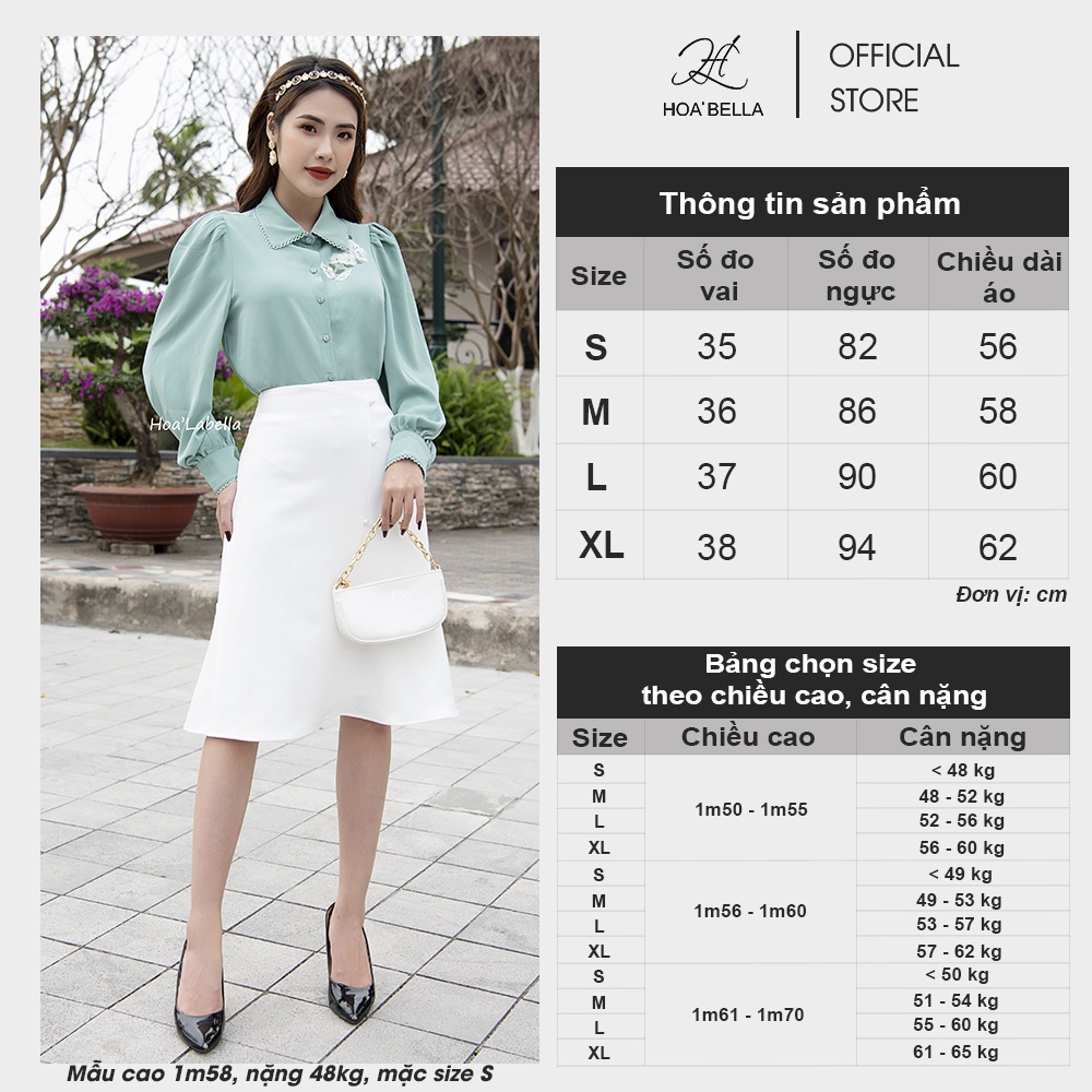 Áo Sơ Mi Nữ HOABELLA Chất Liệu Lụa Mongtoghi Thêu Hoa Tay Nữ Tính (SM1020)
