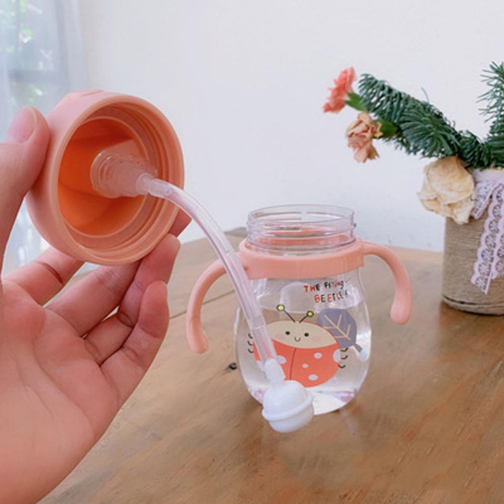 Bình Nước AUGUSTINA 350ml Có Tay Cầm Và Ống Hút Họa Tiết Hoạt Hình Cho Bé