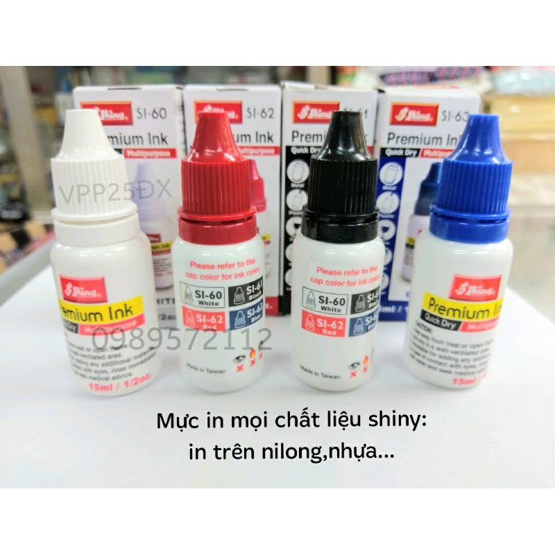 Mực dấu in ni lông,in trên mọi chất liệu shiny-mực nhanh khô (hàng chuẩn shiny loại 1)