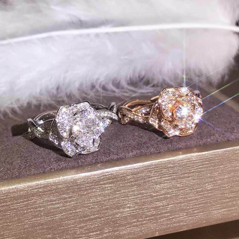 Fashion Romantic Women's Ring Luxury Silver / Rose Gold Flower MIDI Ring Fashion Wedding Jewelry