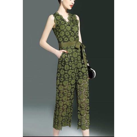 JUMSUIT ĐỒ BAY REN HOA QUẦN ỐNG RỘNG có size lơn XXL - HÀNG NHẬP KHẨU