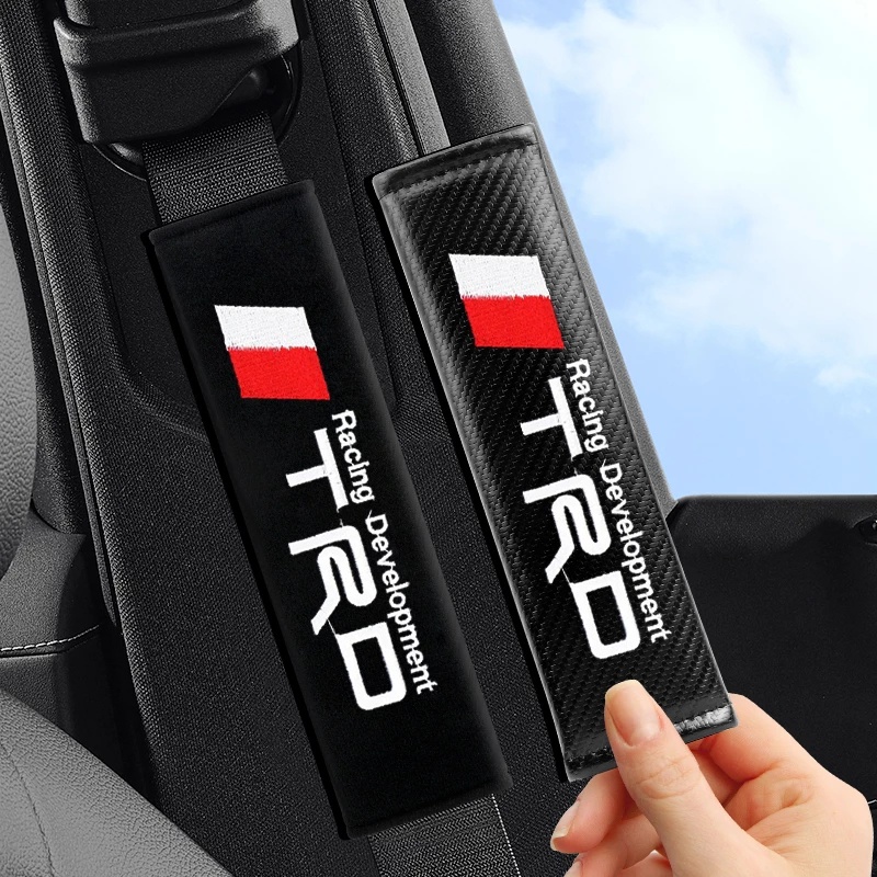 Set 2 Vỏ Bọc Dây Đai An Toàn Bằng Sợi Carbon Cho Xe Hơi Toyota TRD Sports Vios Yaris Avanza Corolla Cross Hilux CHR Wish Etions