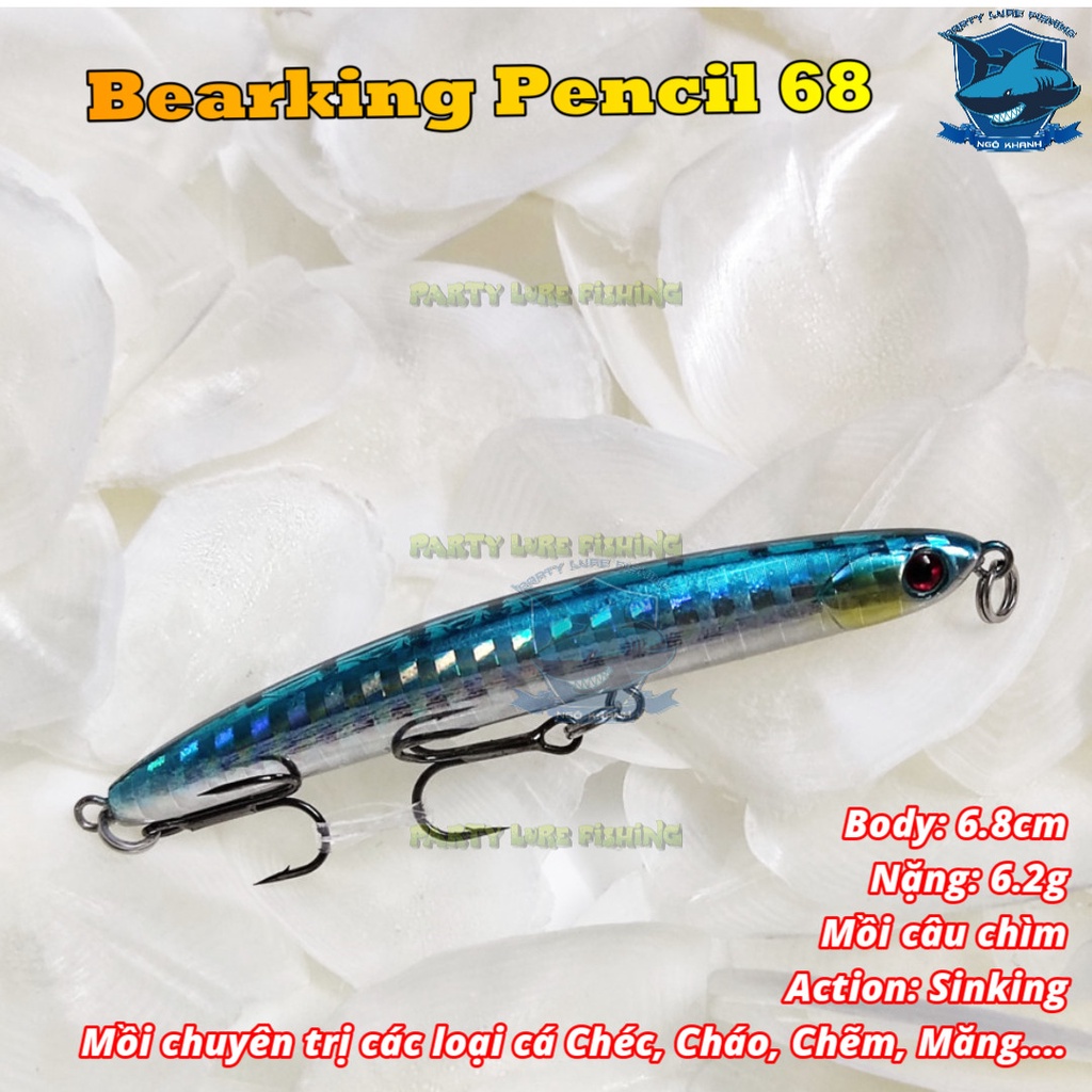 Mồi câu cá Bearking Pencil 68, mồi lure cá măng, chẽm, chéc, cháo...