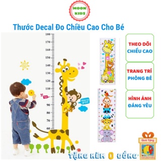 Thước đo chiều cao dán tường cho bé decal hình động vật ngộ nghĩnh,trang trí phòng
