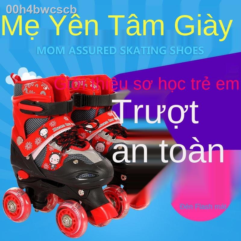 ☞♟✁Trượt patin trẻ em trọn bộ của giày nam và nữ hai hàng bánh xe nội tuyến có thể điều chỉnh 3-4-5-6-8-10 tuổi cho ngườ