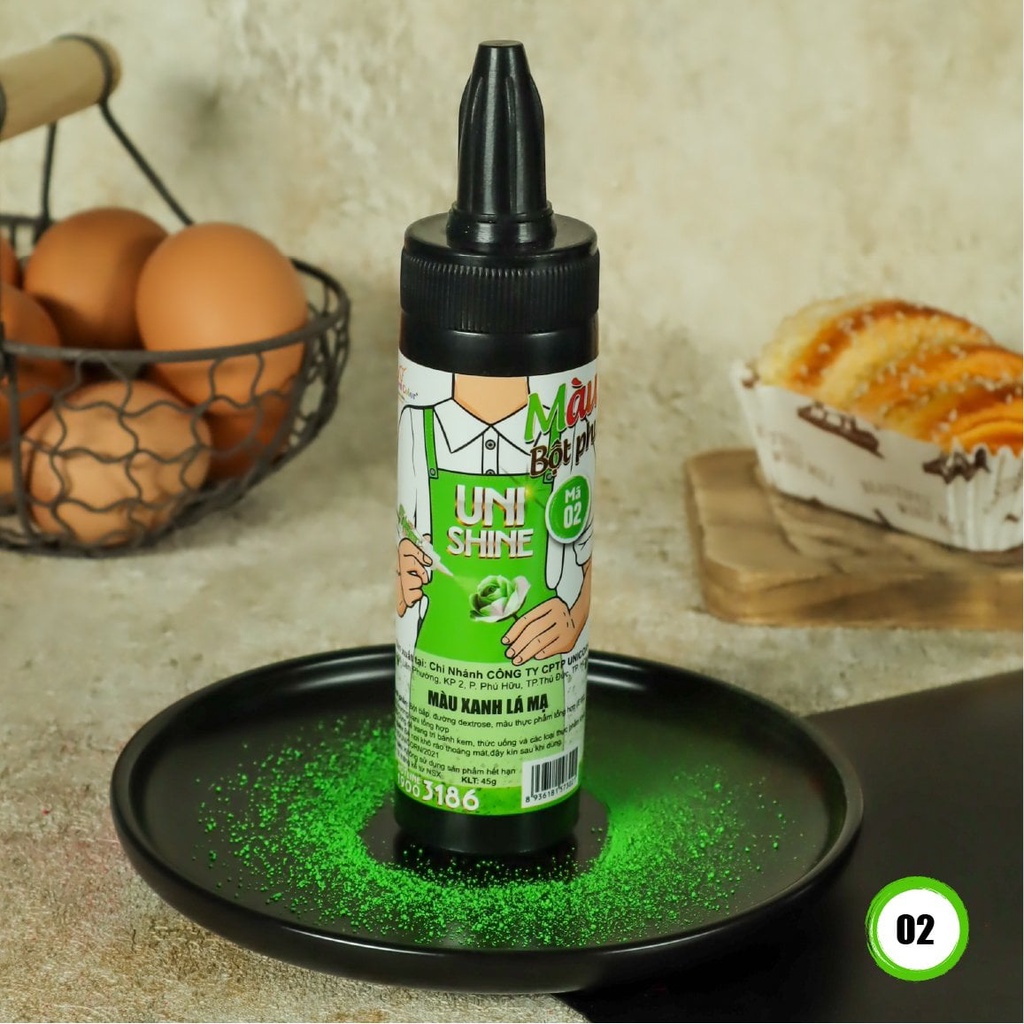 Màu phun bột thực phẩm Unicorn Xanh Lá Mạ 45g
