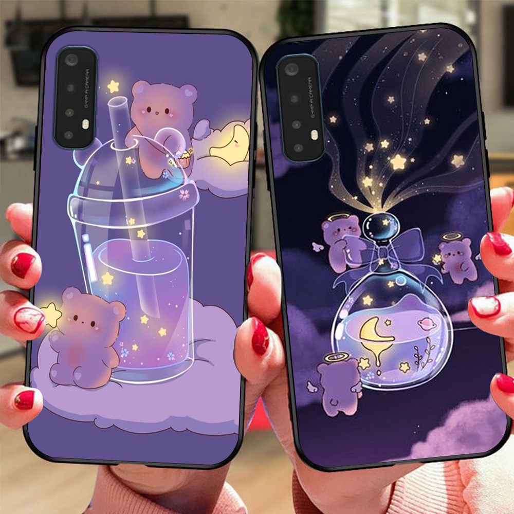 Ốp lưng điện thoại oppo realme 7 / realme 7 pro bộ gấu tím may mắn