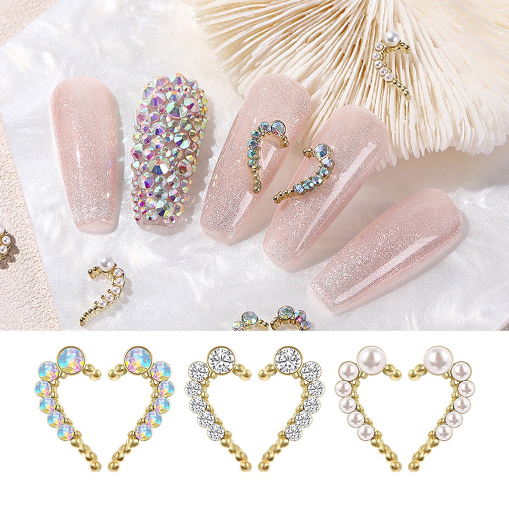 Bộ 10 Phụ Kiện Trang Trí Móng Tay Hình Trái Tim Bằng Hợp Kim DIY