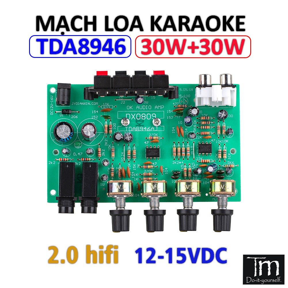 Mạch Loa kéo 2*30W TDA8946 Hifi 12-15VDC