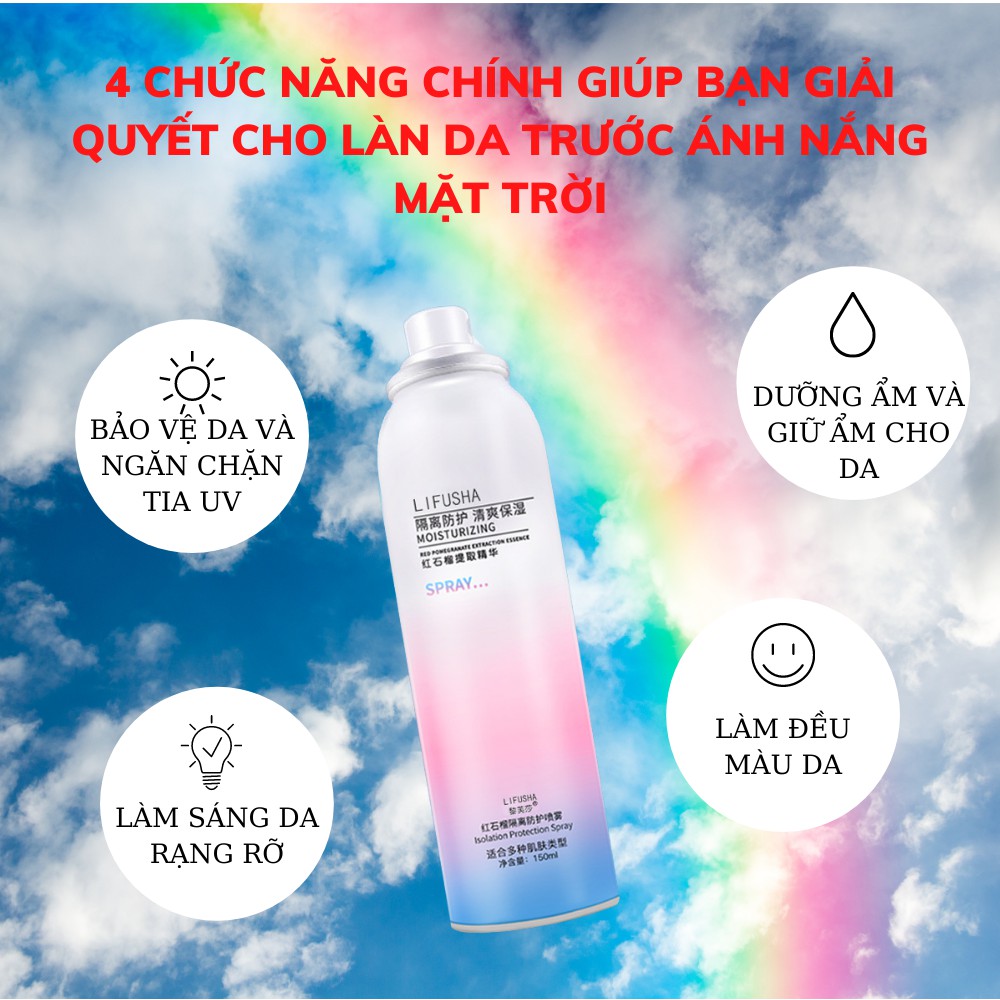 Xịt chống nắng, xịt chống nắng LIFUSHA ,kem chống nắng dạng xịt cao cấp TIME HOME.