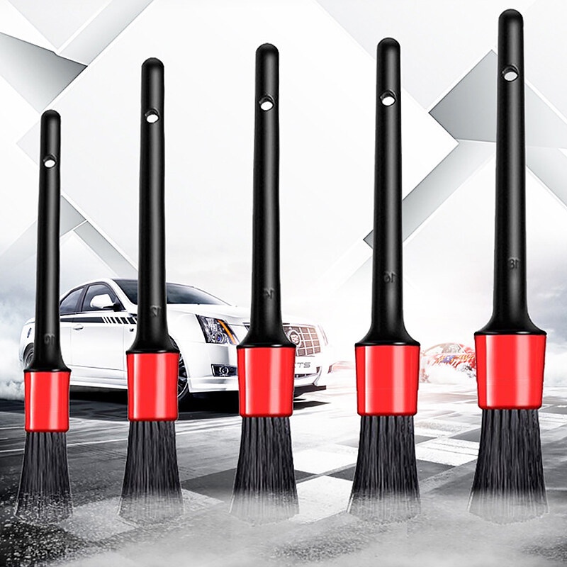 Bộ 5 Chổi Cọ Vệ Sinh Xe Ô Tô Đa Năng - Cọ Rửa Khoang Máy, Mân Xe, Nội Thất-